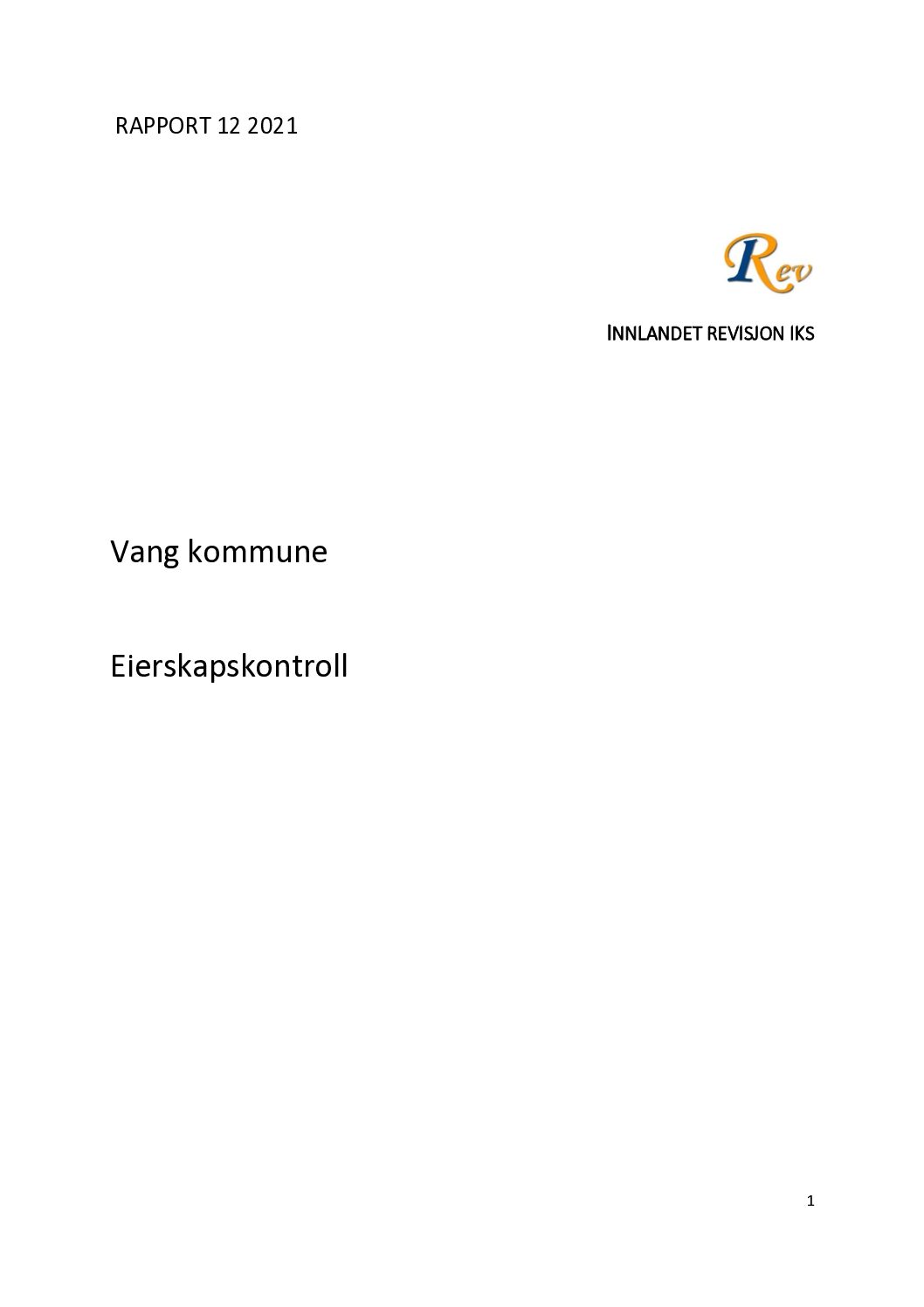 Eierskapskontroll Vang kommune