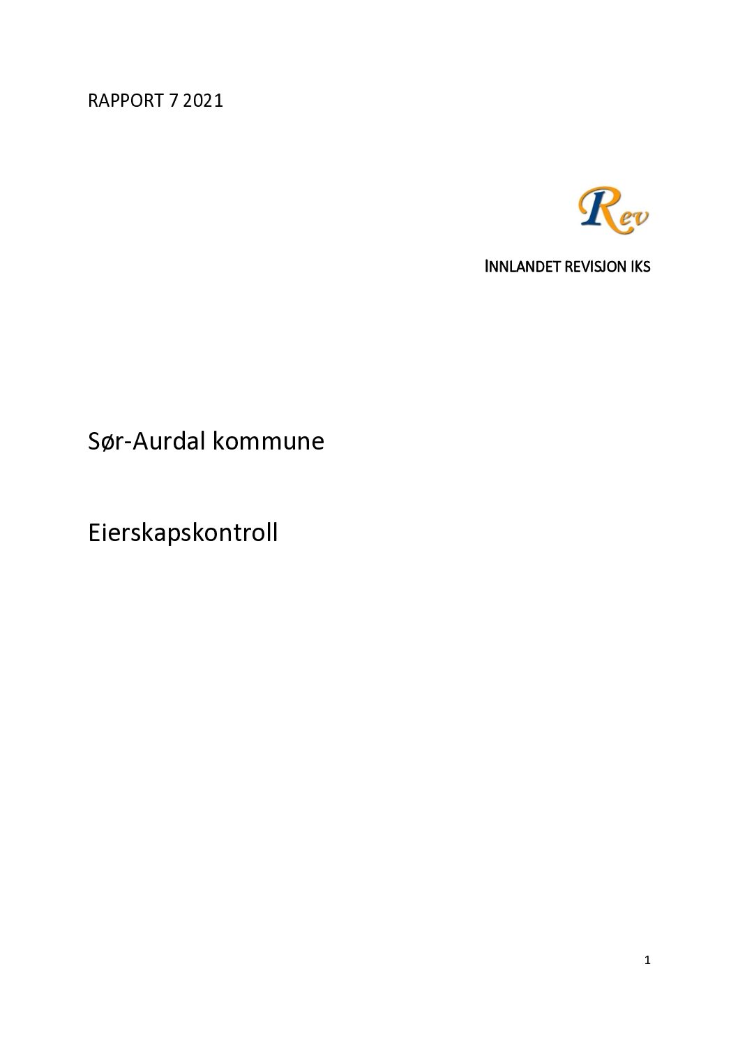 Eierskapskontroll Sør-Aurdal kommune